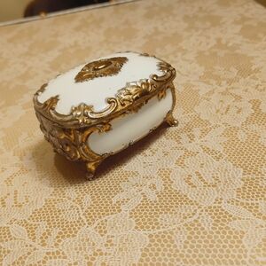 Vintage White and Gold Decor Box with Intricate Accents​ S